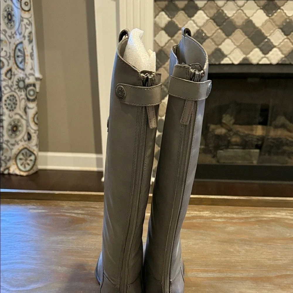 Sam Edelman Gray‎ Leather Riding Boots – Size 6W – New in Box